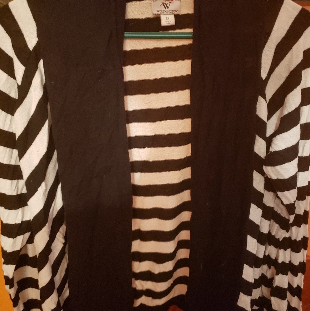 Black/White striped cardigan